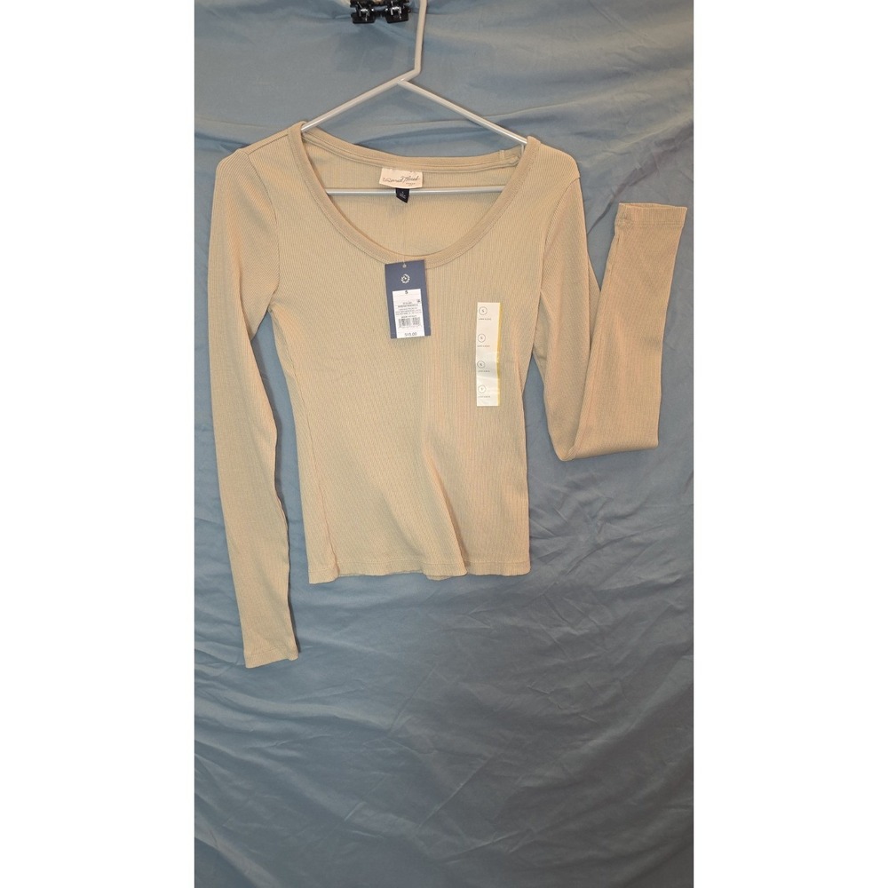 Universal Thread Women's Ribbed Long Sleeve Top Tan Size Small New